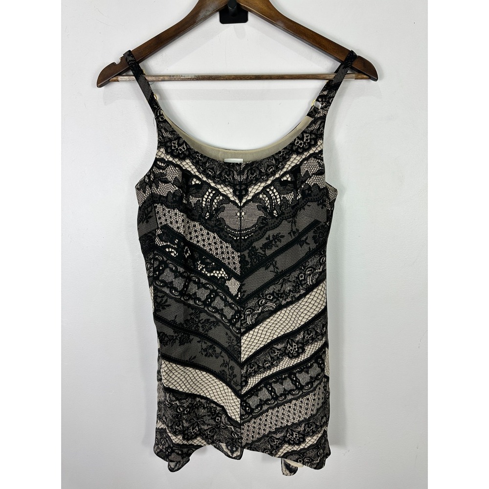 Cabi Mini Slip Dress Women XS Black Floral Sleeveless Gothic Dark Feminine Indie
